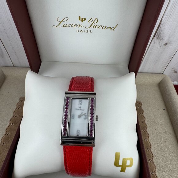 Like Red Red Wine this fine Vintage Lucien Piccard Ruby Watch - Picture 10 of 10